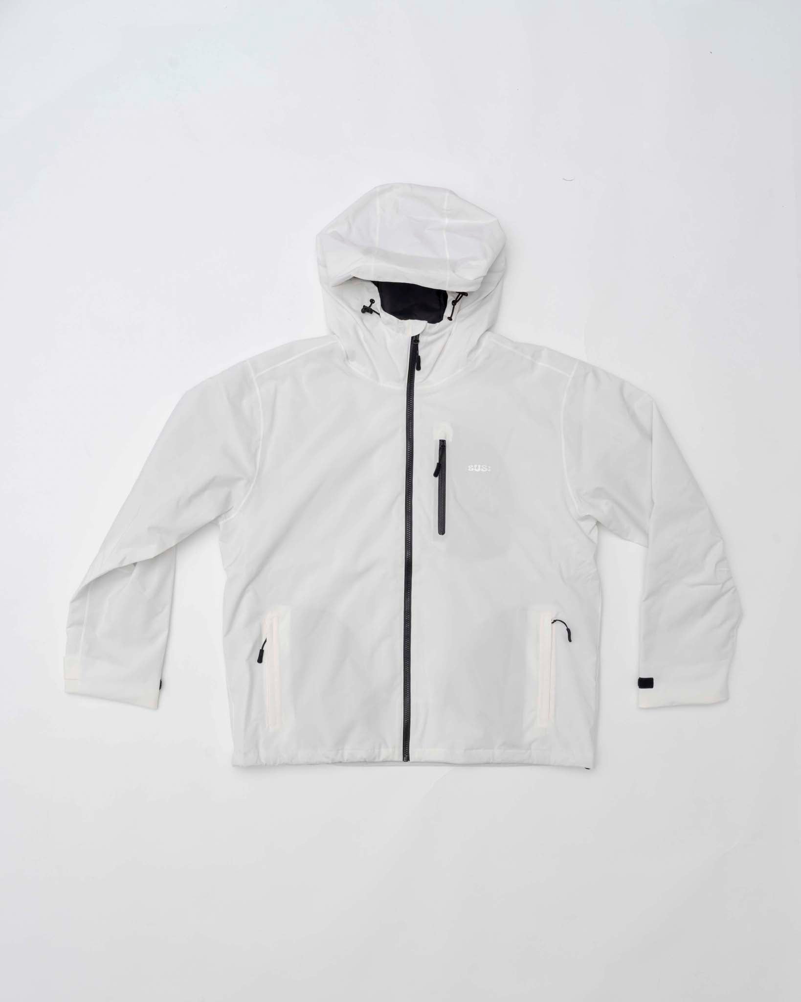 Light gray hooded jacket on a white background