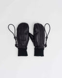 BUSI Skeleton Gloves – black leather ski mittens with drawstrings