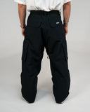BUSI Biggie Cargo Pant Black snowboard and ski cargo pants, back view on model