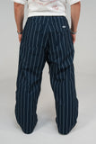 BUSI Biggie Pant Pinstripe snowboard and ski pants, back view on model