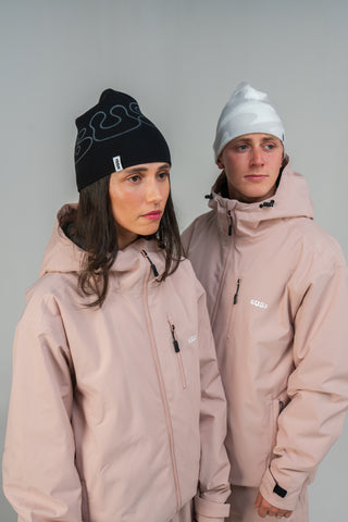 BUSI Core Jacket Dusty Pink snowboard and ski jacket, on male and female models