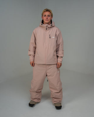 BUSI Core Jacket Dusty Pink snowboard and ski jacket, front view on male model