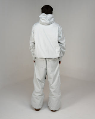 BUSI Core Jacket Light Grey snowboard and ski jacket, back view on model, alternate
