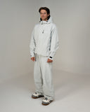 BUSI Core Jacket Light Grey snowboard and ski jacket, front view on model, alternate
