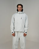 BUSI Core Jacket Light Grey snowboard and ski jacket, front view on model