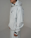 BUSI Core Jacket Light Grey snowboard and ski jacket, side view with zip detail