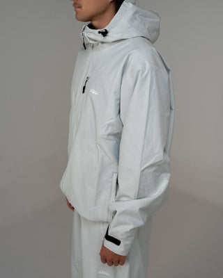 BUSI Core Jacket Light Grey snowboard and ski jacket, side view with zip detail