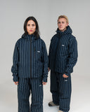 BUSI Core Jacket Pinstripe snowboard and ski jacket, on male and female models