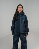 BUSI Core Jacket Pinstripe snowboard and ski jacket, front view on female model
