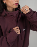 BUSI Core Jacket Wine snowboard and ski jacket, collar and zip detail
