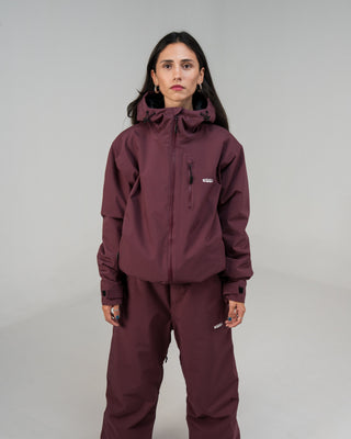 BUSI Core Jacket Wine snowboard and ski jacket, front view on model